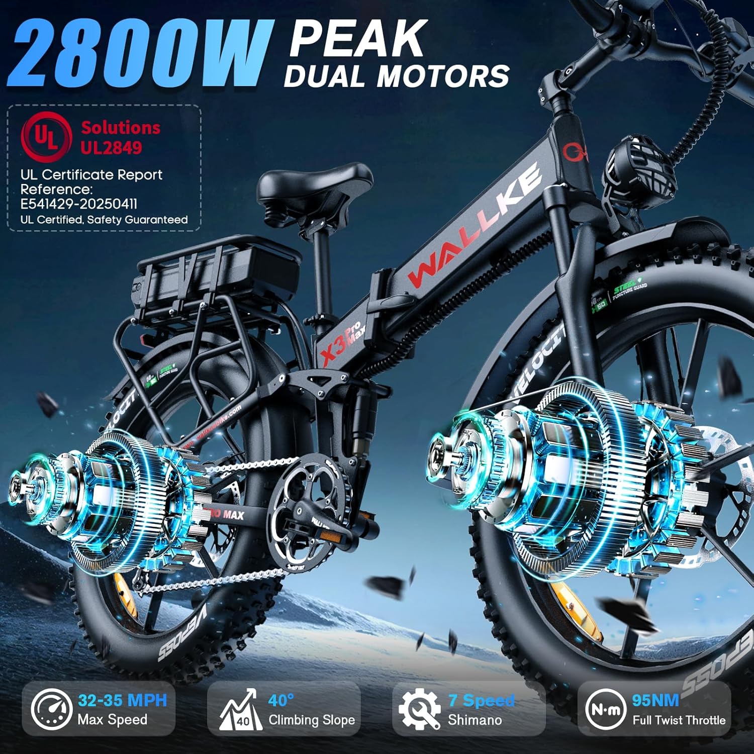 Wallke X3 Pro Max 2800W Dual Motor Electric Bike