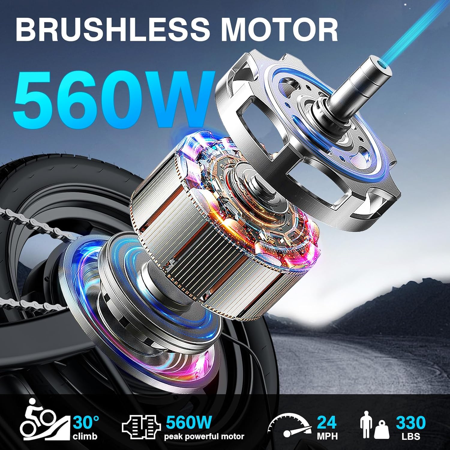 Electric Bike for Adults and Teens, 560W Motor 24MPH Compact Commuter Folding Ebike, 32 Miles Range, 48V 10Ah Battery, 3-Level Pedal Assist, 14" Foldable Mini Electric Bicycle, UL 2849 Certified