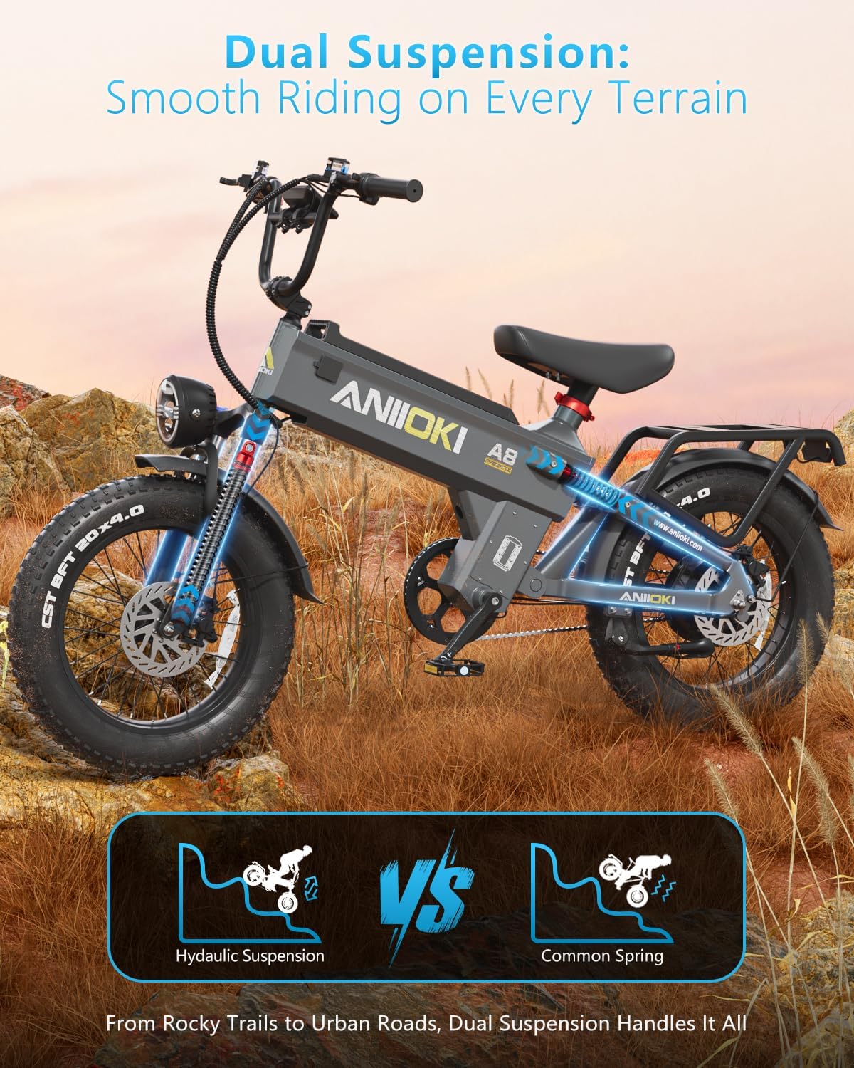 ANIIOKI A8 PRO MAX Electric Bike for Adults｜60/70Ah High-Capacity Battery Ebike｜200Miles Long Range Electric Bike｜Premium Adult ebikes with Powerful Performance