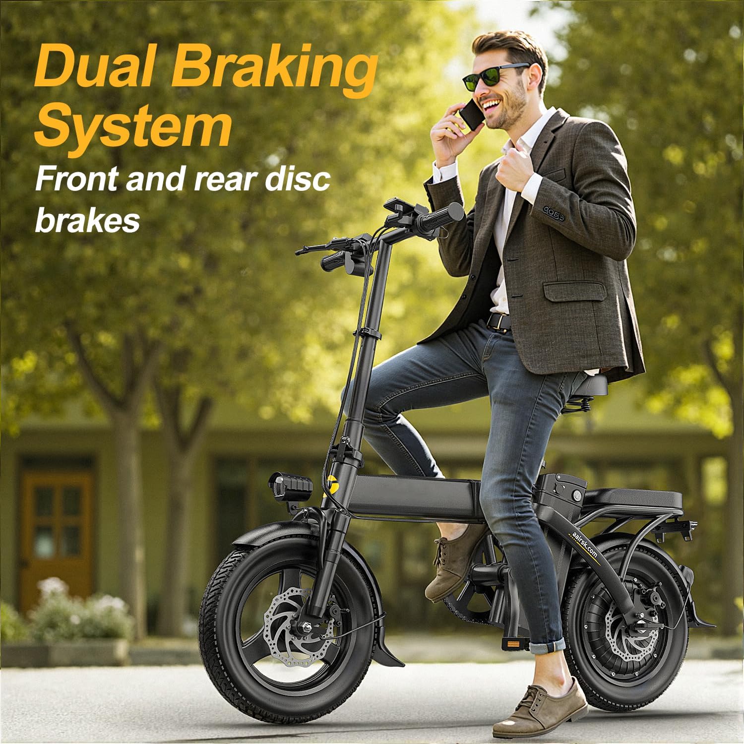 Foldable Electric Bike for Adults, 14" Folding E-Bike with 748W Peak Motor, Electric Bicycle with 48V Removable Battery UL 2849 Certified, 30 Miles PAS Range, Electric Commuter Mini Bikes