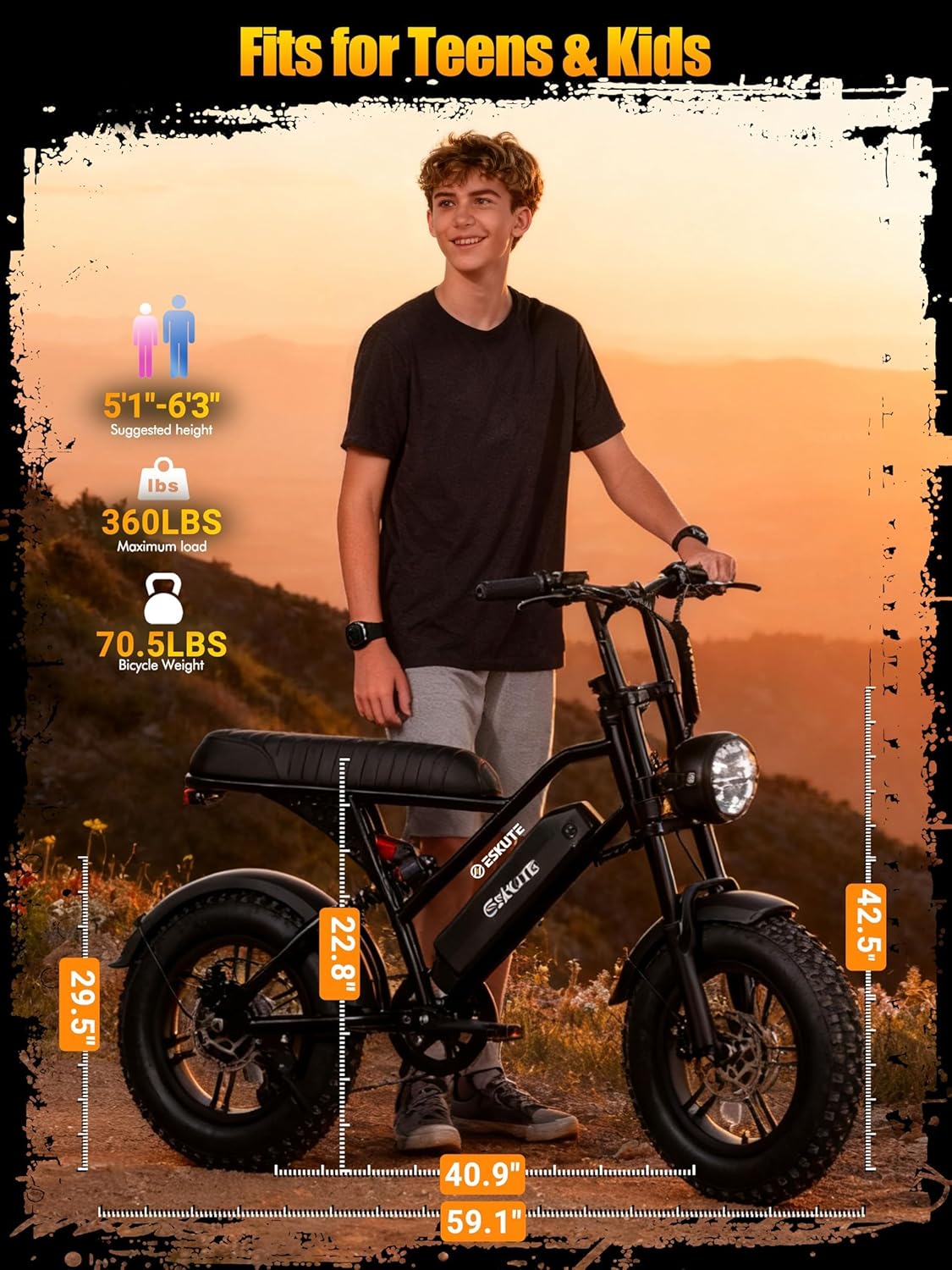 1500W Peak Electric Bike for Adults, 28MPH 48V 13Ah Removable Battery, 60 Mile Range, 16"x4.0" Fat Tire, 7-Speed E-Bike with Dual Suspension – Commuter Ebike for Men & Women