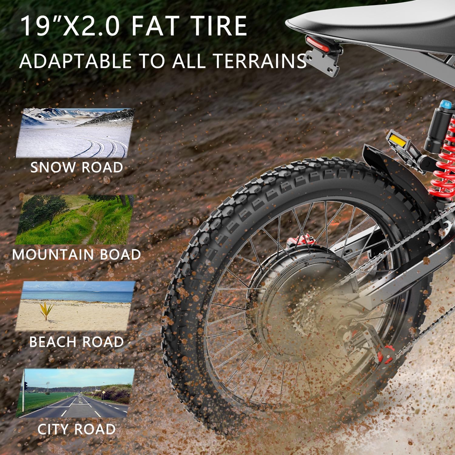 Freego X2 Electric Motorcycle for Adults, Electric Dirt Bike for Teen 6000W Motor 1800wh Removable Battery, 50Mph/7Speed Electric Mountain Bicycle, 19" x2" Tire Full Suspension Full Hydraulic Brake