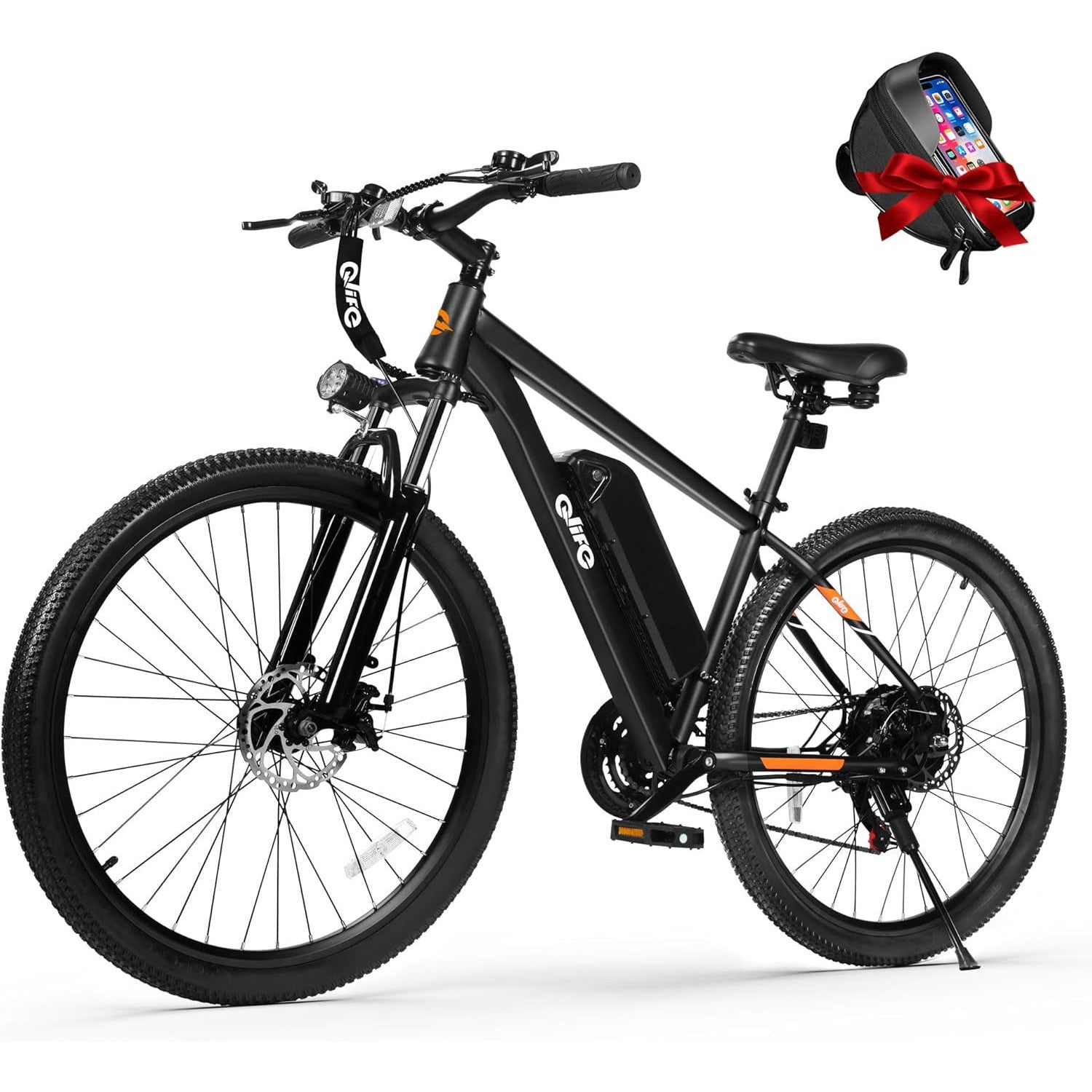 Qlife Racer Electric Bike for Adults - 21-Speed Mountain Lightweight Ebike with Peak 1000W/750W 25MPH/22MPH Brushless Motor, 375Wh Removable Battery, 26X2.1 Tire Step Over E-MTB, Up to 40 Miles