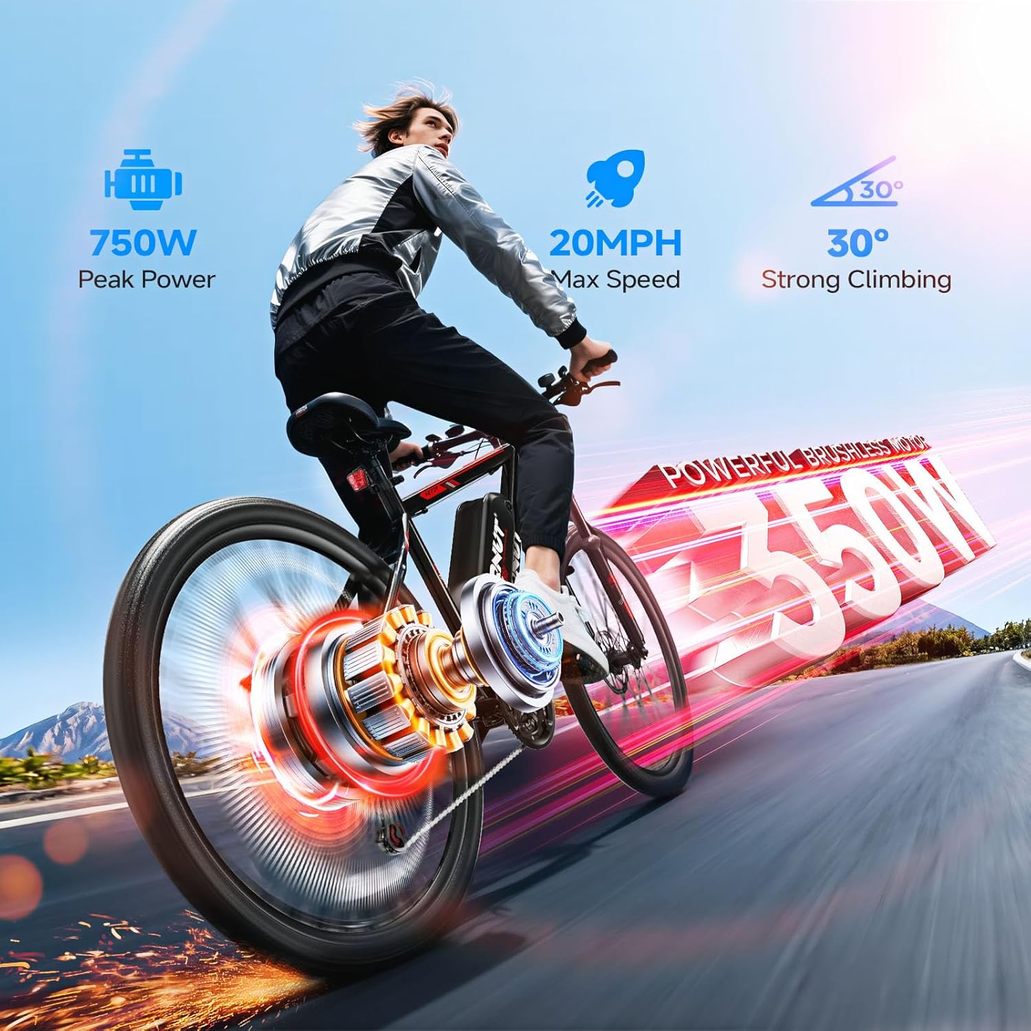 Electric Bike for Adults, 350W 26" Ebike for Teens 21 Speed 20Mph Up to 40Mile with Dual Disc Brake Commute E-Bike E-MTB for Men Women Electric Bicycles UL 2849 Tested