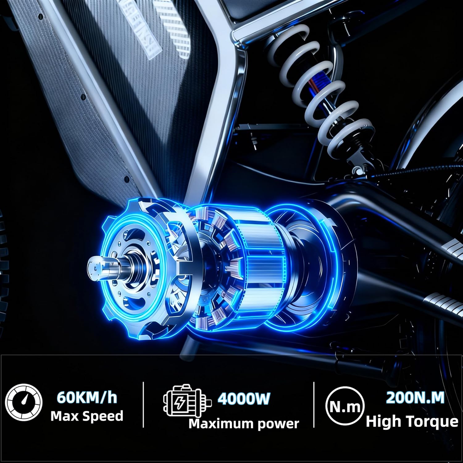 Electric Dirt Bike for Adults Teens, Peak 4000W Brushless 200Nm Motor - 40° Slope, 38MPH,60V/27AH Lithium Battery, Dual Hydraulic Brakes & FullSuspension Electric Motorcyclefor,17-in All-terraintires