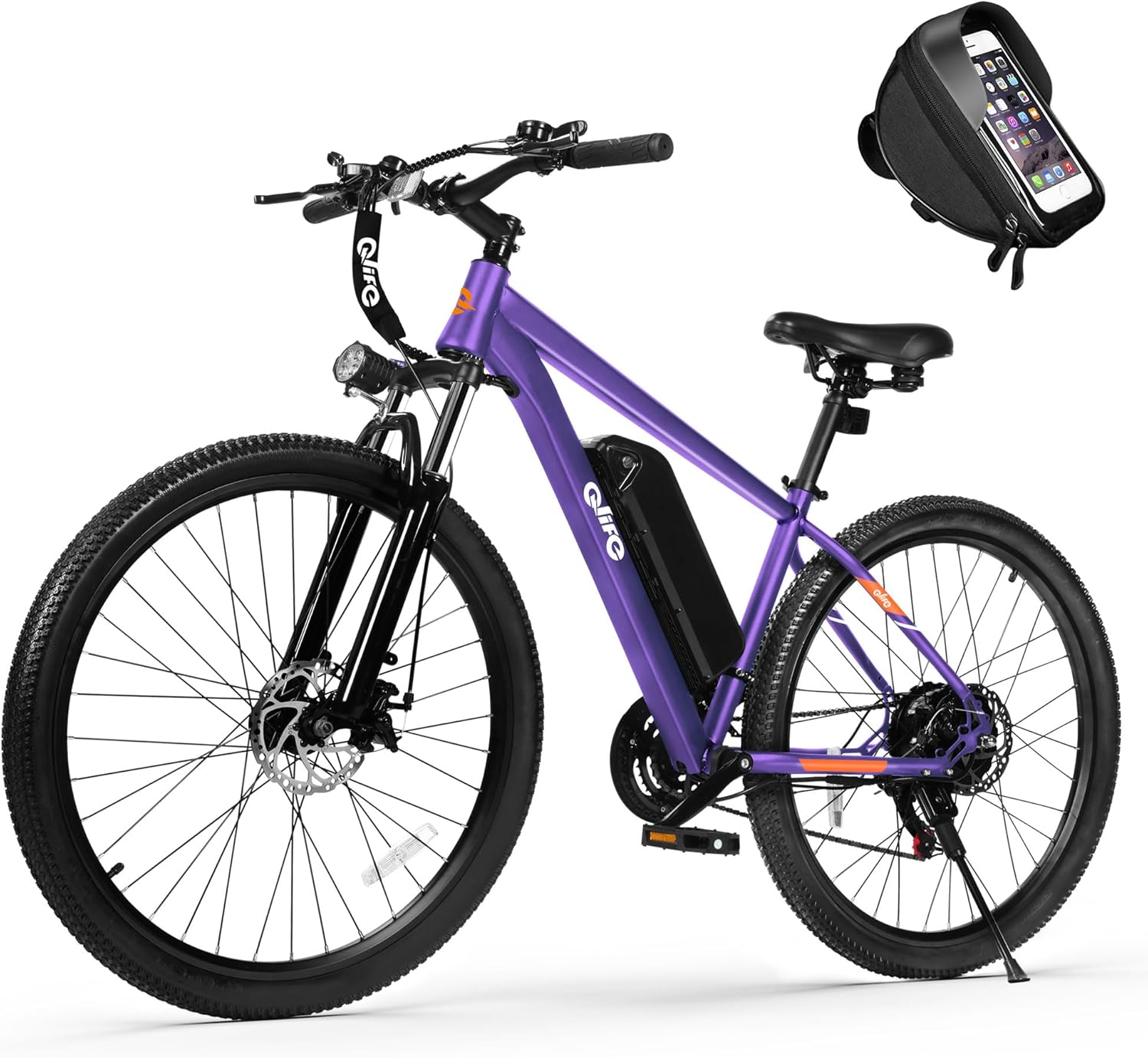 Qlife Racer Electric Bike for Adults - 21-Speed Mountain Lightweight Ebike with Peak 1000W/750W 25MPH/22MPH Brushless Motor, 375Wh Removable Battery, 26X2.1 Tire Step Over E-MTB, Up to 40 Miles