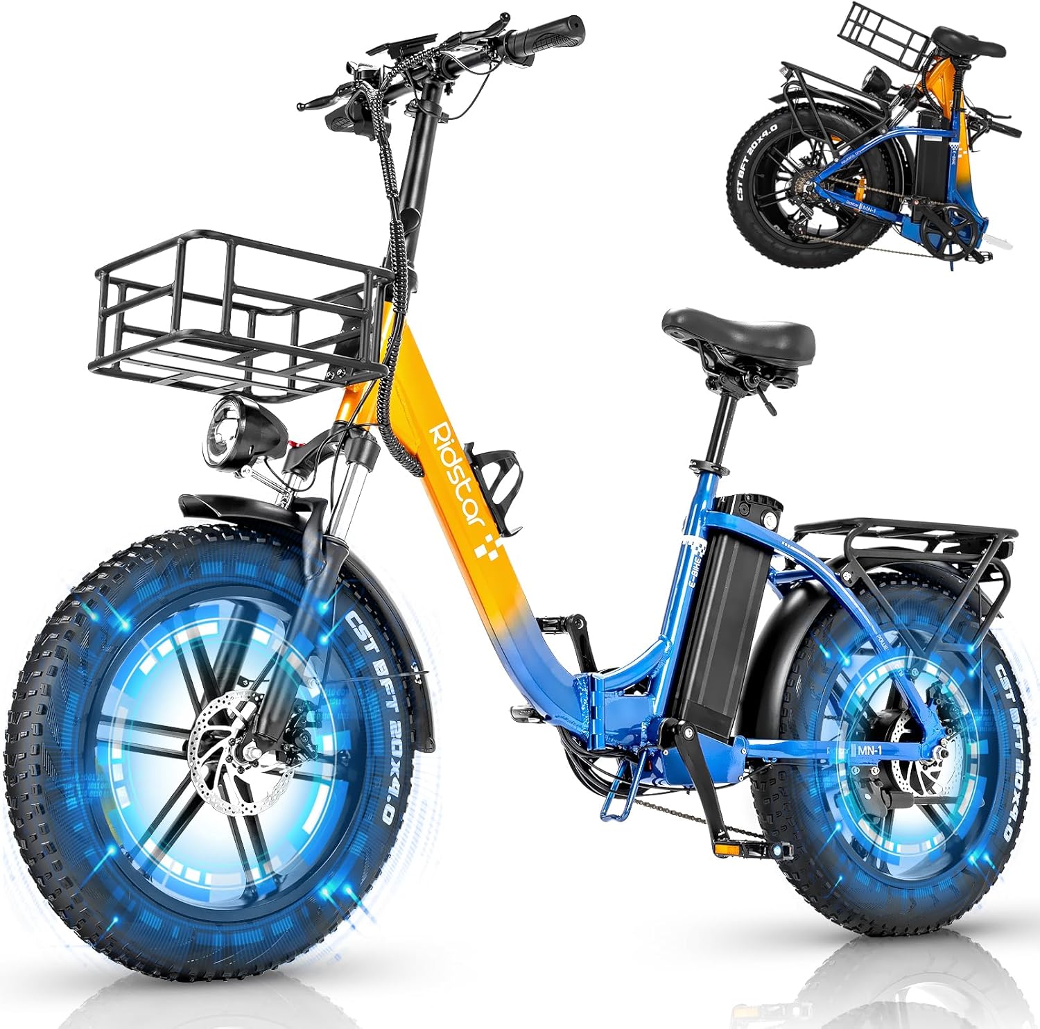 Electric Bike for Adults - 1000/1500W, 30/36 MPH, 48V 15/20Ah Removable Battery, Step-Thru Commuter Electric Bicycle with 20''/26" Fat Tire, 7-Speed Folding Ebike, Range of 50/70 Miles
