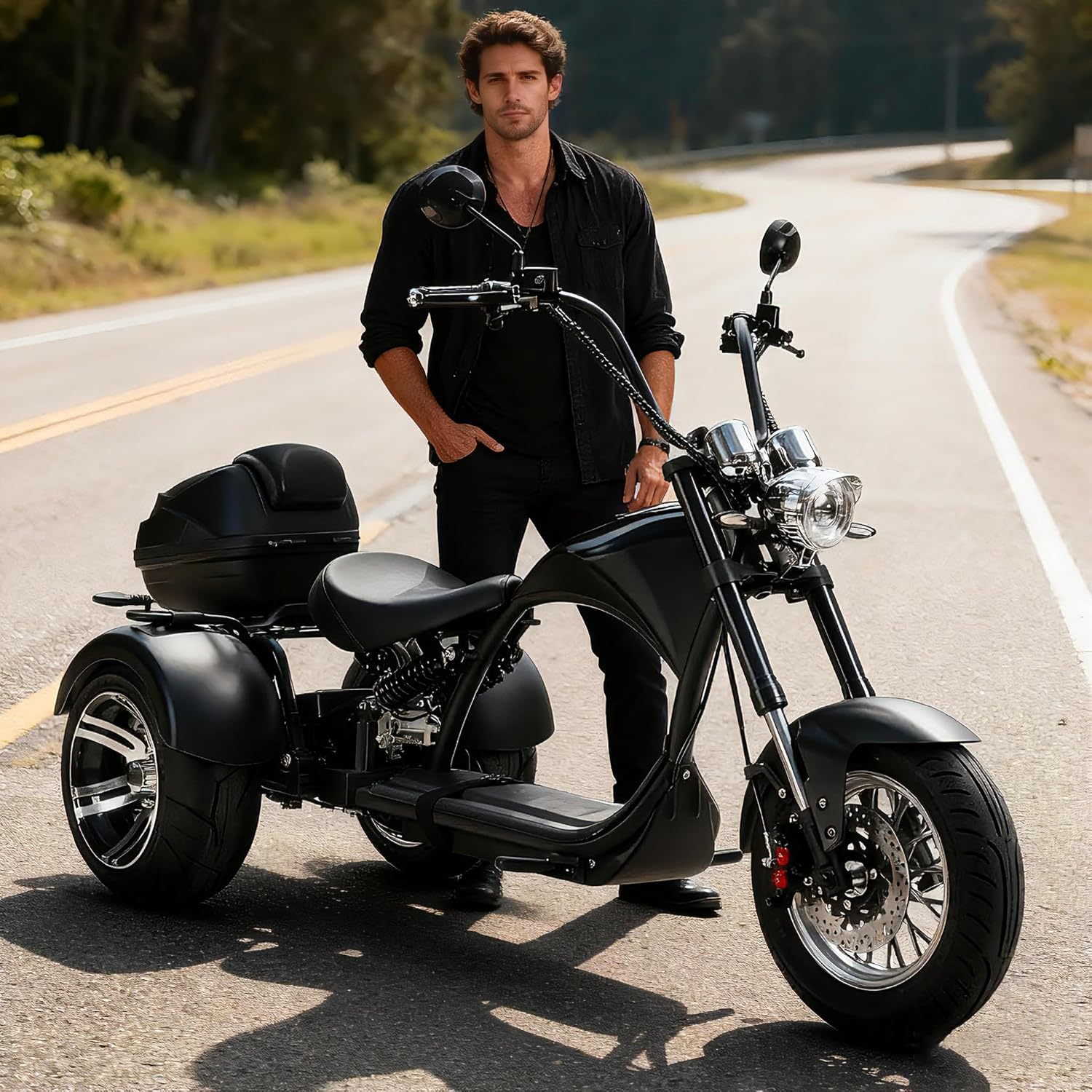 eAhora 2000W M1P Electric Trike for Adults 26MPH Electric Tricycle,40 Miles 60V 30AH Battery Full Hydraulic Suspension,3 Wheels Electric Motorcycle