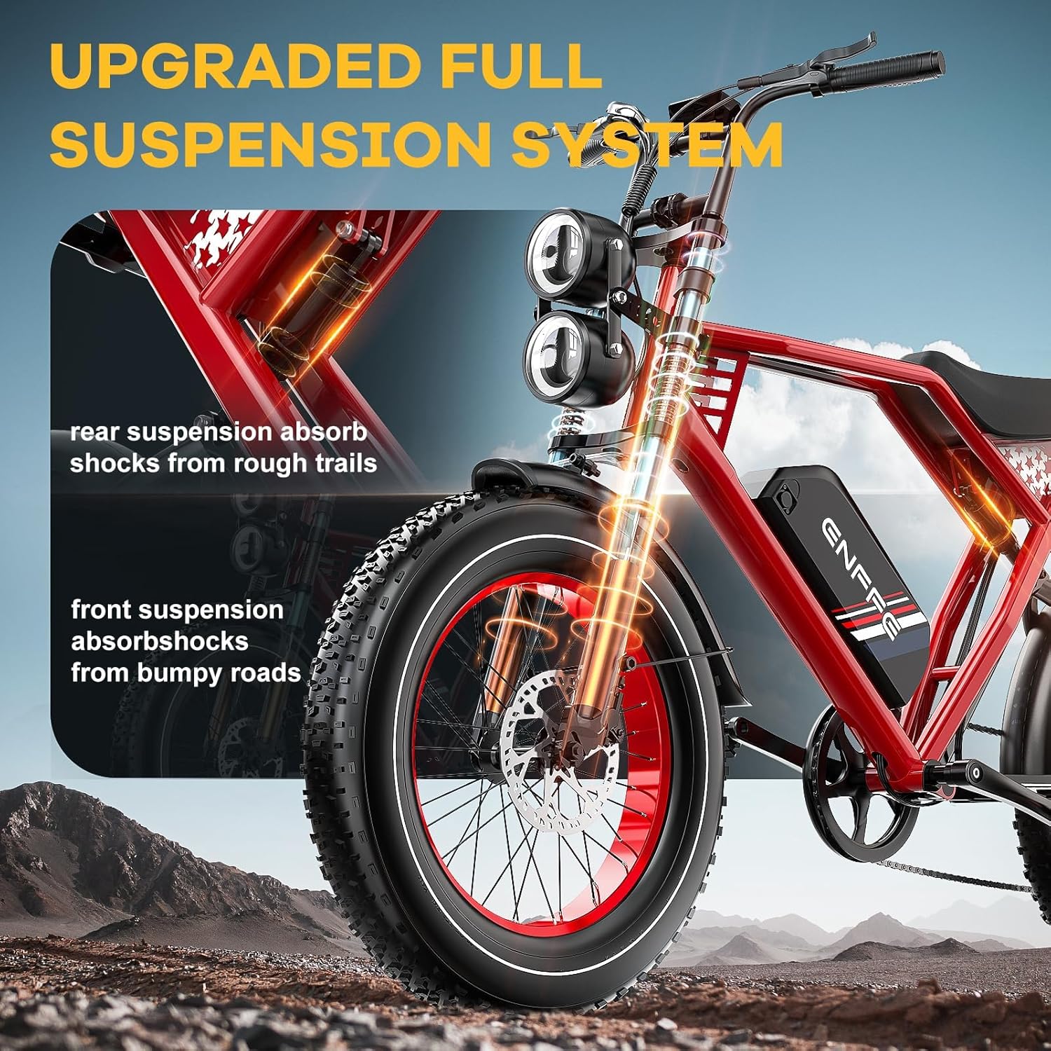ES2 Max Electric Bike, 22.5 Ah Super Battery Ebike, Peak 1160W Premium Power Motor Ebikes, Up to 32MPH and 100 Miles, 7-Speed 20" Fat Tire All Terrain Electric Bike for Adults UL 2849 Certified