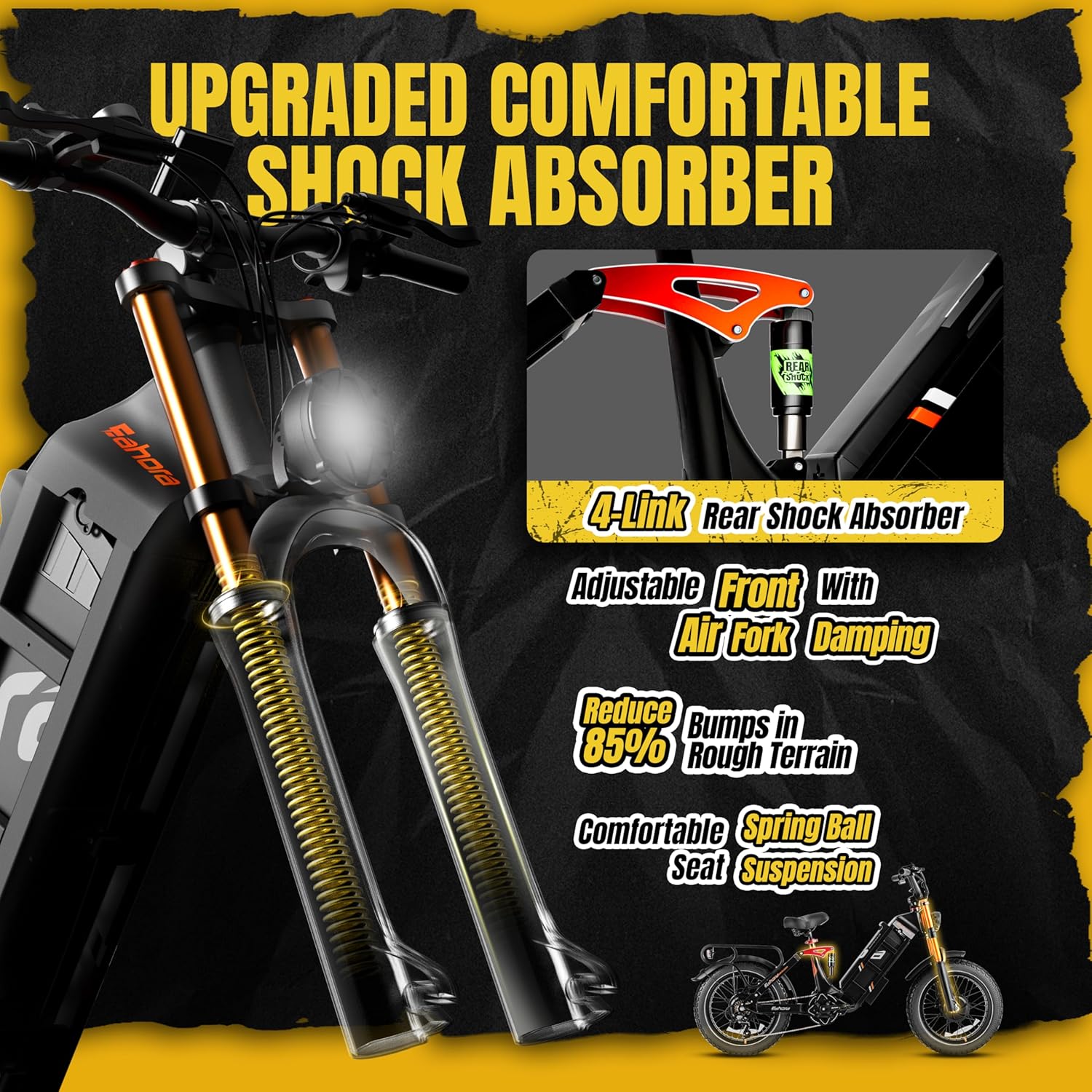 eAhora 2026Juliet Pro 2 Dual Motor 5500W Electric Bike for Adult, 60V 70Ah 220+Miles Long Range, 43 Mph Ebike, 20" Fat Tire Full Suspension Mountain for Urban Commutes, Delivery for Light Off-Road,APP