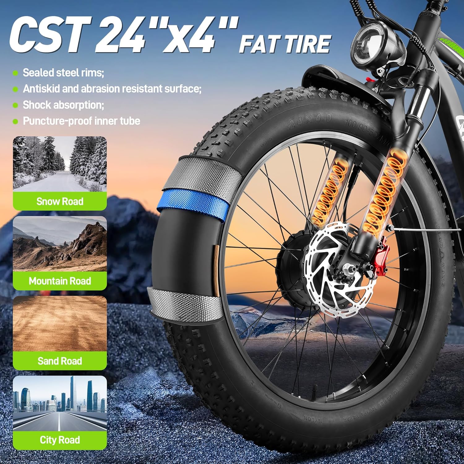 Dual Motor Ebike 6000W Peak for Adults - 58V 34AH Battery Fast 47MPH E-Bike 24 Inch Fat Tire Electric Bike LCD Display 105 Miles Range for All Terrain